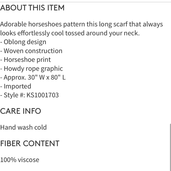 NEW • Kate Spade • Howdy Oblong Horseshoe Scarf - Picture 4 of 6